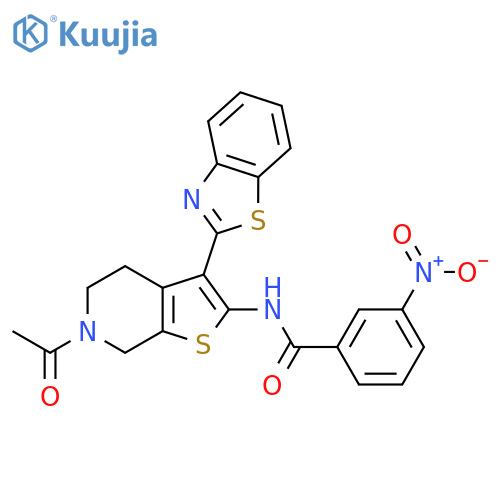 N-6-acetyl-3-(1,3-benzothiazol-2-yl)-4H,5H,6H,7H-thieno2,3-cpyridin-2-yl-3-nitrobenzamide structure