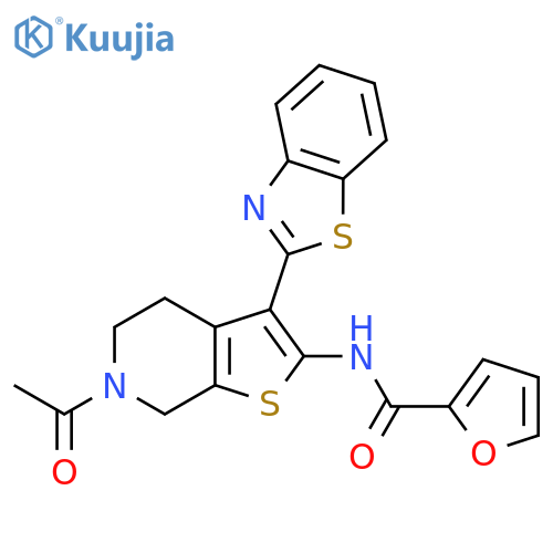 N-6-acetyl-3-(1,3-benzothiazol-2-yl)-4H,5H,6H,7H-thieno2,3-cpyridin-2-ylfuran-2-carboxamide structure