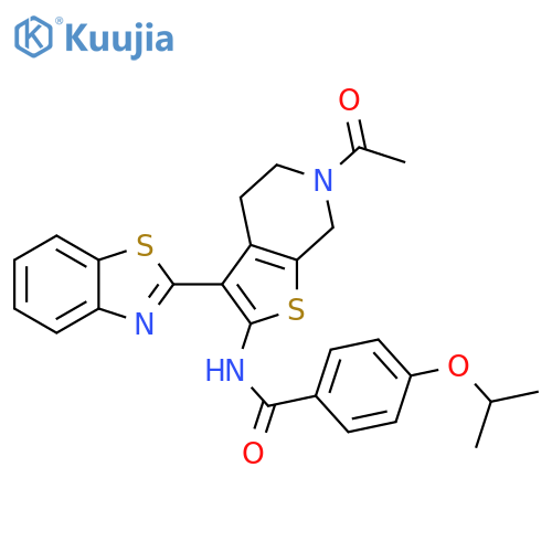 N-6-acetyl-3-(1,3-benzothiazol-2-yl)-4H,5H,6H,7H-thieno2,3-cpyridin-2-yl-4-(propan-2-yloxy)benzamide structure