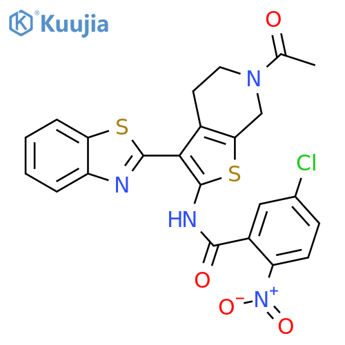 N-6-acetyl-3-(1,3-benzothiazol-2-yl)-4H,5H,6H,7H-thieno2,3-cpyridin-2-yl-5-chloro-2-nitrobenzamide structure