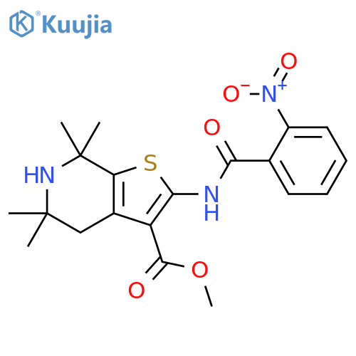 methyl 5,5,7,7-tetramethyl-2-(2-nitrobenzamido)-4H,5H,6H,7H-thieno2,3-cpyridine-3-carboxylate structure