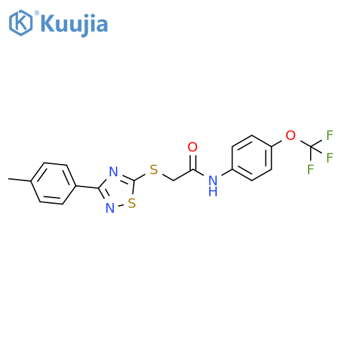 2-{3-(4-methylphenyl)-1,2,4-thiadiazol-5-ylsulfanyl}-N-4-(trifluoromethoxy)phenylacetamide structure