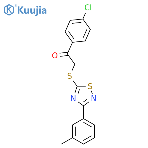 1-(4-chlorophenyl)-2-{3-(3-methylphenyl)-1,2,4-thiadiazol-5-ylsulfanyl}ethan-1-one structure
