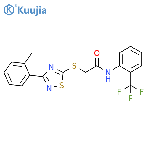 2-{3-(2-methylphenyl)-1,2,4-thiadiazol-5-ylsulfanyl}-N-2-(trifluoromethyl)phenylacetamide structure