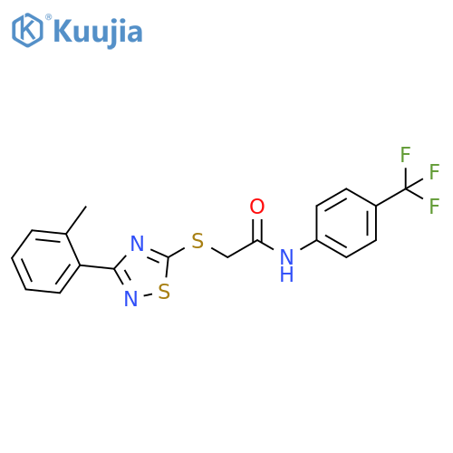 2-{3-(2-methylphenyl)-1,2,4-thiadiazol-5-ylsulfanyl}-N-4-(trifluoromethyl)phenylacetamide structure