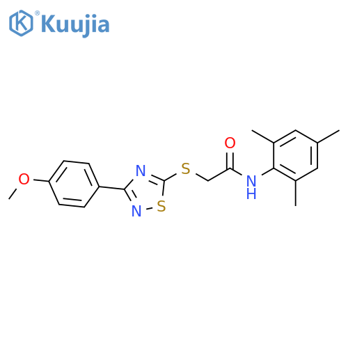 2-{3-(4-methoxyphenyl)-1,2,4-thiadiazol-5-ylsulfanyl}-N-(2,4,6-trimethylphenyl)acetamide structure