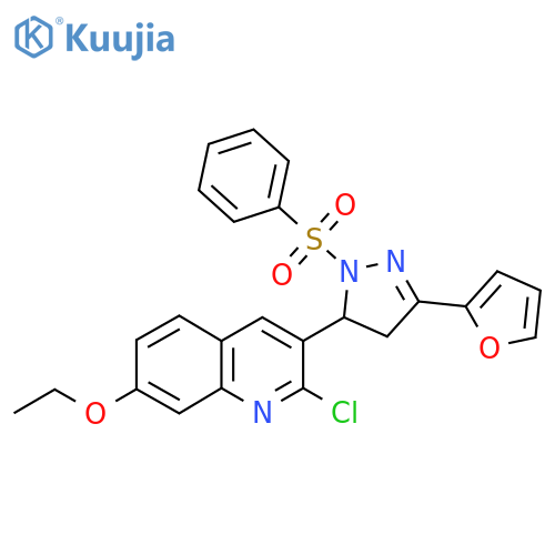 3-1-(benzenesulfonyl)-3-(furan-2-yl)-4,5-dihydro-1H-pyrazol-5-yl-2-chloro-7-ethoxyquinoline structure