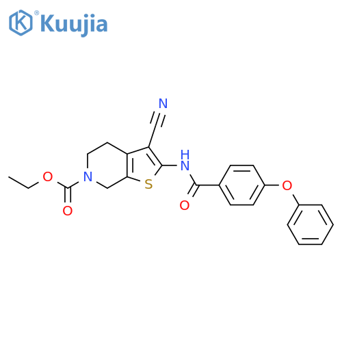 ethyl 3-cyano-2-(4-phenoxybenzamido)-4H,5H,6H,7H-thieno2,3-cpyridine-6-carboxylate structure