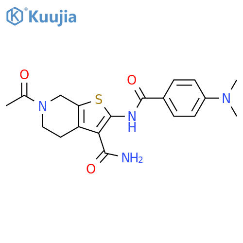 6-acetyl-2-4-(dimethylamino)benzamido-4H,5H,6H,7H-thieno2,3-cpyridine-3-carboxamide structure