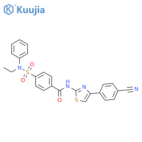 N-4-(4-cyanophenyl)-1,3-thiazol-2-yl-4-ethyl(phenyl)sulfamoylbenzamide structure