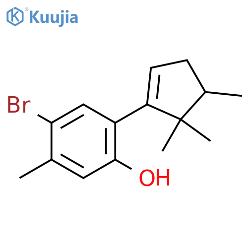Phenol, 4-bromo-5-methyl-2-(4,5,5-trimethyl-1-cyclopenten-1-yl)- structure