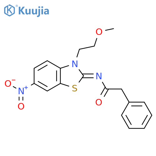 N-(2Z)-3-(2-methoxyethyl)-6-nitro-2,3-dihydro-1,3-benzothiazol-2-ylidene-2-phenylacetamide structure