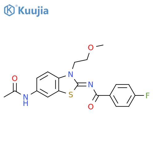 N-(2Z)-6-acetamido-3-(2-methoxyethyl)-2,3-dihydro-1,3-benzothiazol-2-ylidene-4-fluorobenzamide structure