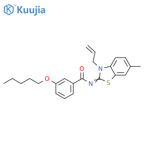 N-(2Z)-6-methyl-3-(prop-2-en-1-yl)-2,3-dihydro-1,3-benzothiazol-2-ylidene-3-(pentyloxy)benzamide structure