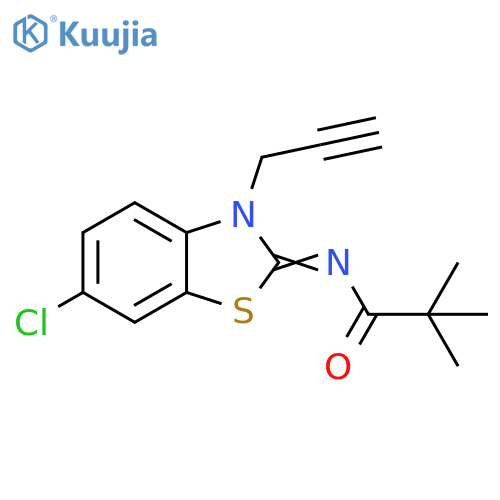 N-(2Z)-6-chloro-3-(prop-2-yn-1-yl)-2,3-dihydro-1,3-benzothiazol-2-ylidene-2,2-dimethylpropanamide structure