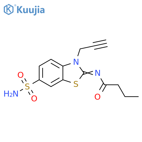N-(2Z)-3-(prop-2-yn-1-yl)-6-sulfamoyl-2,3-dihydro-1,3-benzothiazol-2-ylidenebutanamide structure