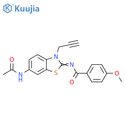 N-(2Z)-6-acetamido-3-(prop-2-yn-1-yl)-2,3-dihydro-1,3-benzothiazol-2-ylidene-4-methoxybenzamide structure