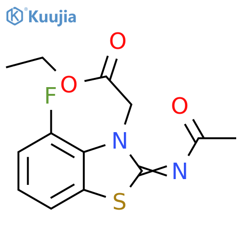 ethyl 2-(2Z)-2-(acetylimino)-4-fluoro-2,3-dihydro-1,3-benzothiazol-3-ylacetate structure