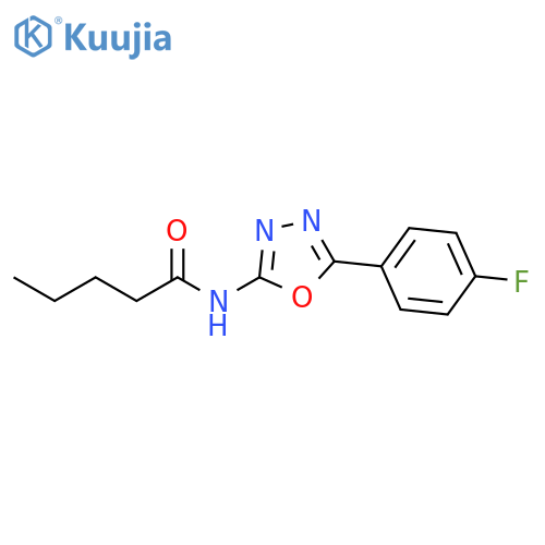 N-5-(4-fluorophenyl)-1,3,4-oxadiazol-2-ylpentanamide structure