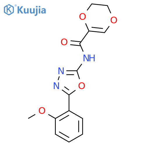 N-5-(2-methoxyphenyl)-1,3,4-oxadiazol-2-yl-5,6-dihydro-1,4-dioxine-2-carboxamide structure