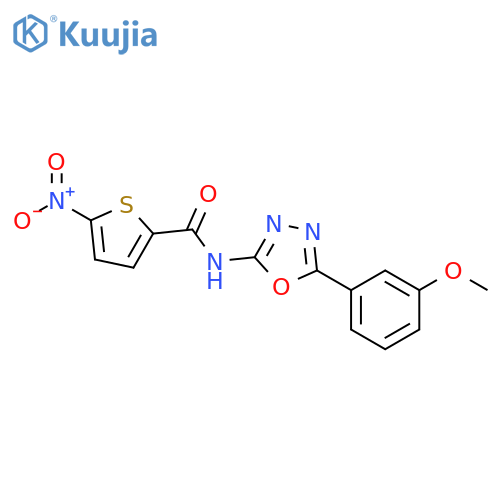 N-5-(3-methoxyphenyl)-1,3,4-oxadiazol-2-yl-5-nitrothiophene-2-carboxamide structure