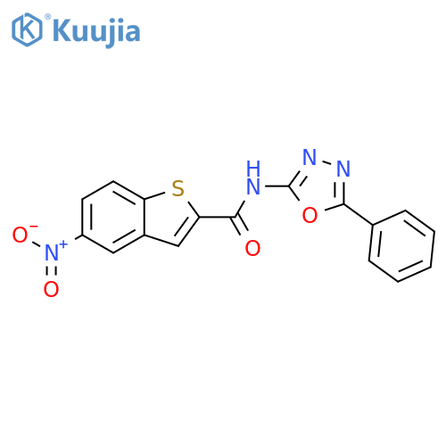 5-nitro-N-(5-phenyl-1,3,4-oxadiazol-2-yl)-1-benzothiophene-2-carboxamide structure