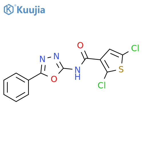 2,5-dichloro-N-(5-phenyl-1,3,4-oxadiazol-2-yl)thiophene-3-carboxamide structure