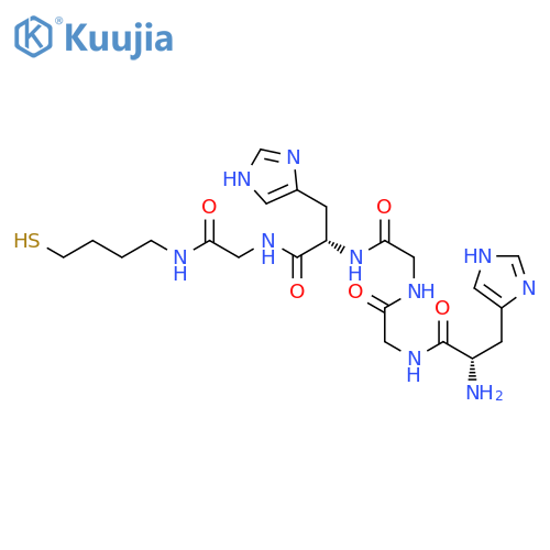 Glycinamide, L-histidylglycylglycyl-L-histidyl-N-(4-mercaptobutyl)- structure