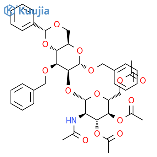 2-O-(2-Acetamido-2-deoxy-3,4,6-tri-O-acetyl-β-D-glucopyranosyl)-3-O-benzyl-4,6-O-benzylidene-α-D-mannose structure