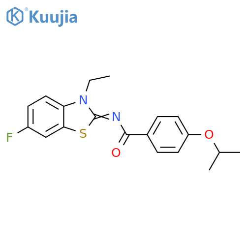 N-(2E)-3-ethyl-6-fluoro-2,3-dihydro-1,3-benzothiazol-2-ylidene-4-(propan-2-yloxy)benzamide structure