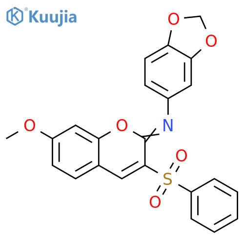 (2Z)-3-(benzenesulfonyl)-N-(2H-1,3-benzodioxol-5-yl)-7-methoxy-2H-chromen-2-imine structure