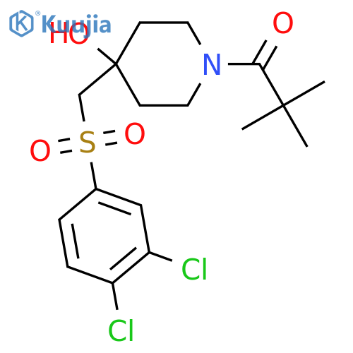 1-(4-([(3,4-DICHLOROPHENYL)SULFONYL]METHYL)-4-HYDROXYPIPERIDINO)-2,2-DIMETHYL-1-PROPANONE structure