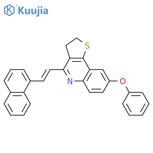 4-[(E)-2-(Naphthalen-1-yl)ethenyl]-8-phenoxy-2H,3H-thieno[3,2-c]quinoline structure