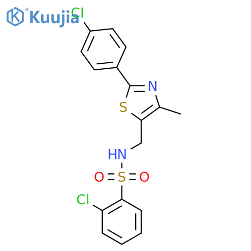 2-chloro-N-{[2-(4-chlorophenyl)-4-methyl-1,3-thiazol-5-yl]methyl}benzenesulfonamide structure