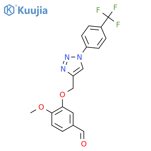 4-methoxy-3-({1-[4-(trifluoromethyl)phenyl]-1H-1,2,3-triazol-4-yl}methoxy)benzenecarbaldehyde structure