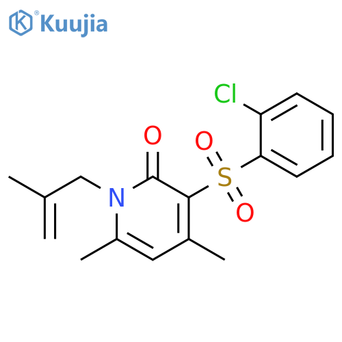 3-(2-chlorobenzenesulfonyl)-4,6-dimethyl-1-(2-methylprop-2-en-1-yl)-1,2-dihydropyridin-2-one structure