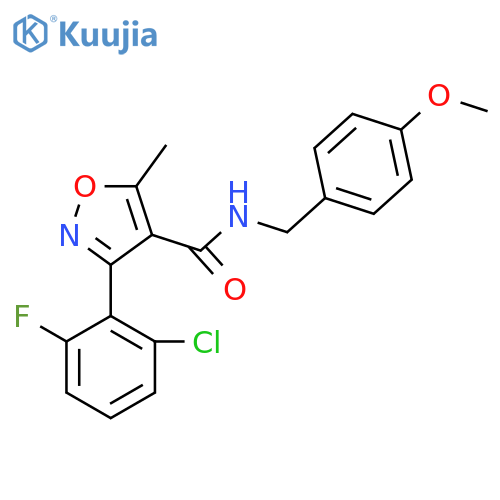 3-(2-chloro-6-fluorophenyl)-N-[(4-methoxyphenyl)methyl]-5-methyl-1,2-oxazole-4-carboxamide structure