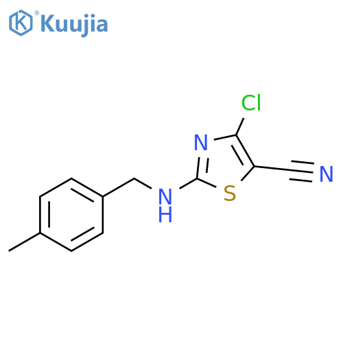 4-chloro-2-{[(4-methylphenyl)methyl]amino}-1,3-thiazole-5-carbonitrile structure