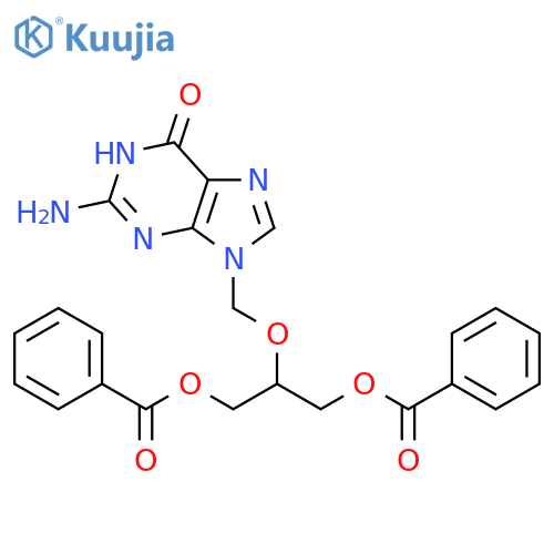 6H-Purin-6-one, 2-amino-9-[[2-(benzoyloxy)-1-[(benzoyloxy)methyl]ethoxy]methyl]-1,9-dihydro- structure