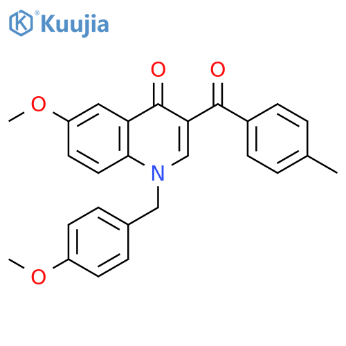 6-methoxy-1-(4-methoxyphenyl)methyl-3-(4-methylbenzoyl)-1,4-dihydroquinolin-4-one structure
