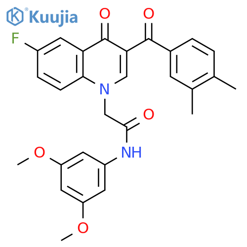 N-(3,5-dimethoxyphenyl)-2-3-(3,4-dimethylbenzoyl)-6-fluoro-4-oxo-1,4-dihydroquinolin-1-ylacetamide structure