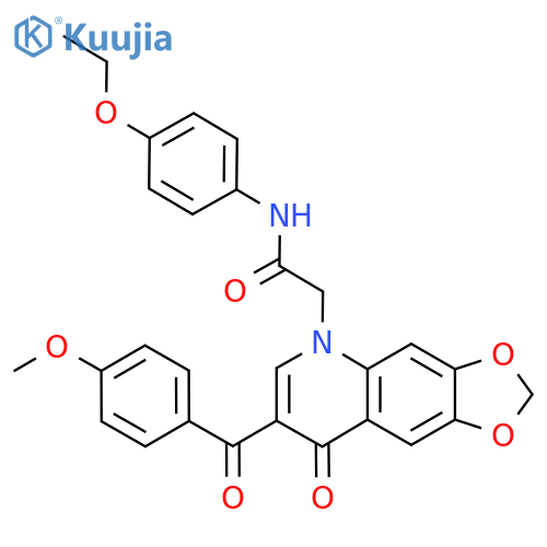 N-(4-ethoxyphenyl)-2-7-(4-methoxybenzoyl)-8-oxo-2H,5H,8H-1,3dioxolo4,5-gquinolin-5-ylacetamide structure
