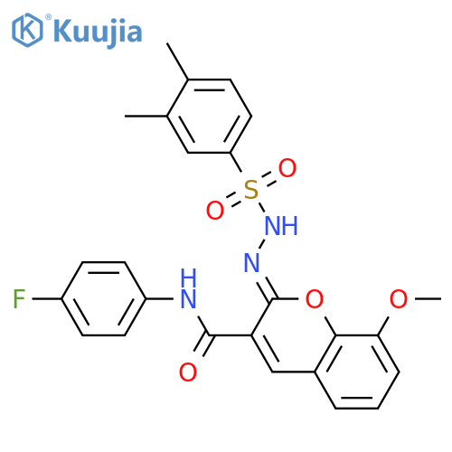 (2Z)-2-(3,4-dimethylbenzenesulfonamido)imino-N-(4-fluorophenyl)-8-methoxy-2H-chromene-3-carboxamide structure