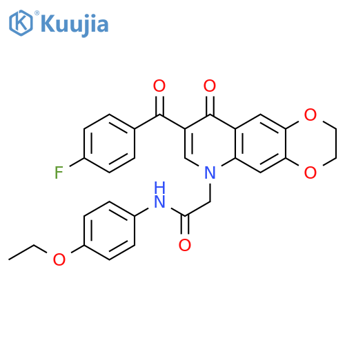 N-(4-ethoxyphenyl)-2-8-(4-fluorobenzoyl)-9-oxo-2H,3H,6H,9H-1,4dioxino2,3-gquinolin-6-ylacetamide structure