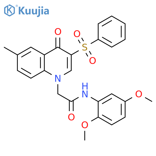 2-3-(benzenesulfonyl)-6-methyl-4-oxo-1,4-dihydroquinolin-1-yl-N-(2,5-dimethoxyphenyl)acetamide structure