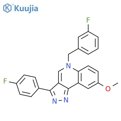 3-(4-fluorophenyl)-5-(3-fluorophenyl)methyl-8-methoxy-5H-pyrazolo4,3-cquinoline structure