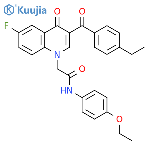 N-(4-ethoxyphenyl)-2-3-(4-ethylbenzoyl)-6-fluoro-4-oxo-1,4-dihydroquinolin-1-ylacetamide structure