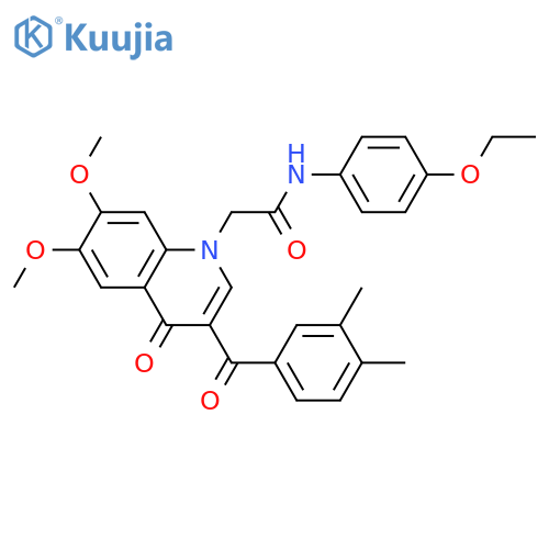 2-3-(3,4-dimethylbenzoyl)-6,7-dimethoxy-4-oxo-1,4-dihydroquinolin-1-yl-N-(4-ethoxyphenyl)acetamide structure