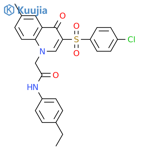 2-3-(4-chlorobenzenesulfonyl)-6-methyl-4-oxo-1,4-dihydroquinolin-1-yl-N-(4-ethylphenyl)acetamide structure