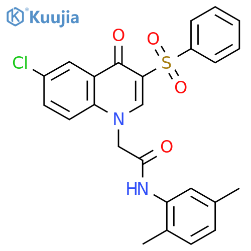 2-3-(benzenesulfonyl)-6-chloro-4-oxo-1,4-dihydroquinolin-1-yl-N-(2,5-dimethylphenyl)acetamide structure